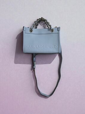 Karl Lagerfeld Pale Blue Chain Top /Crossbody Nwt